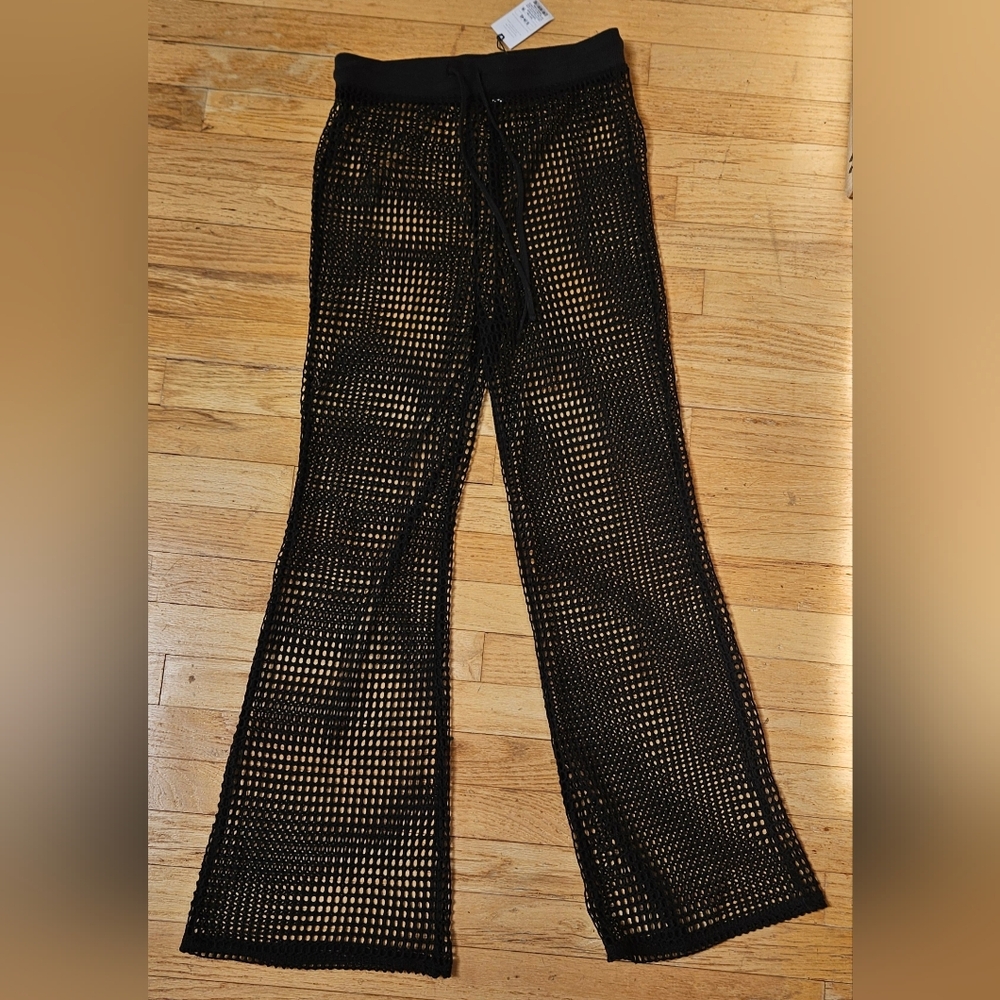 Shade & Shore Black Crochet Swim Coverup Pants